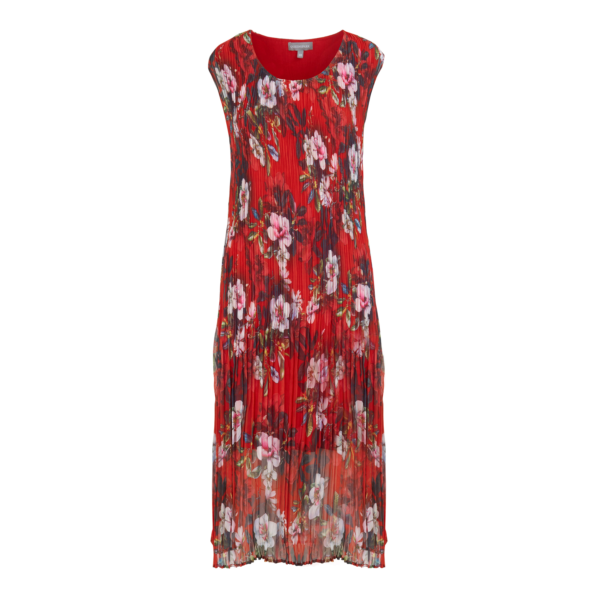 Floral Printed Pleated Woven Dress - Queenspark