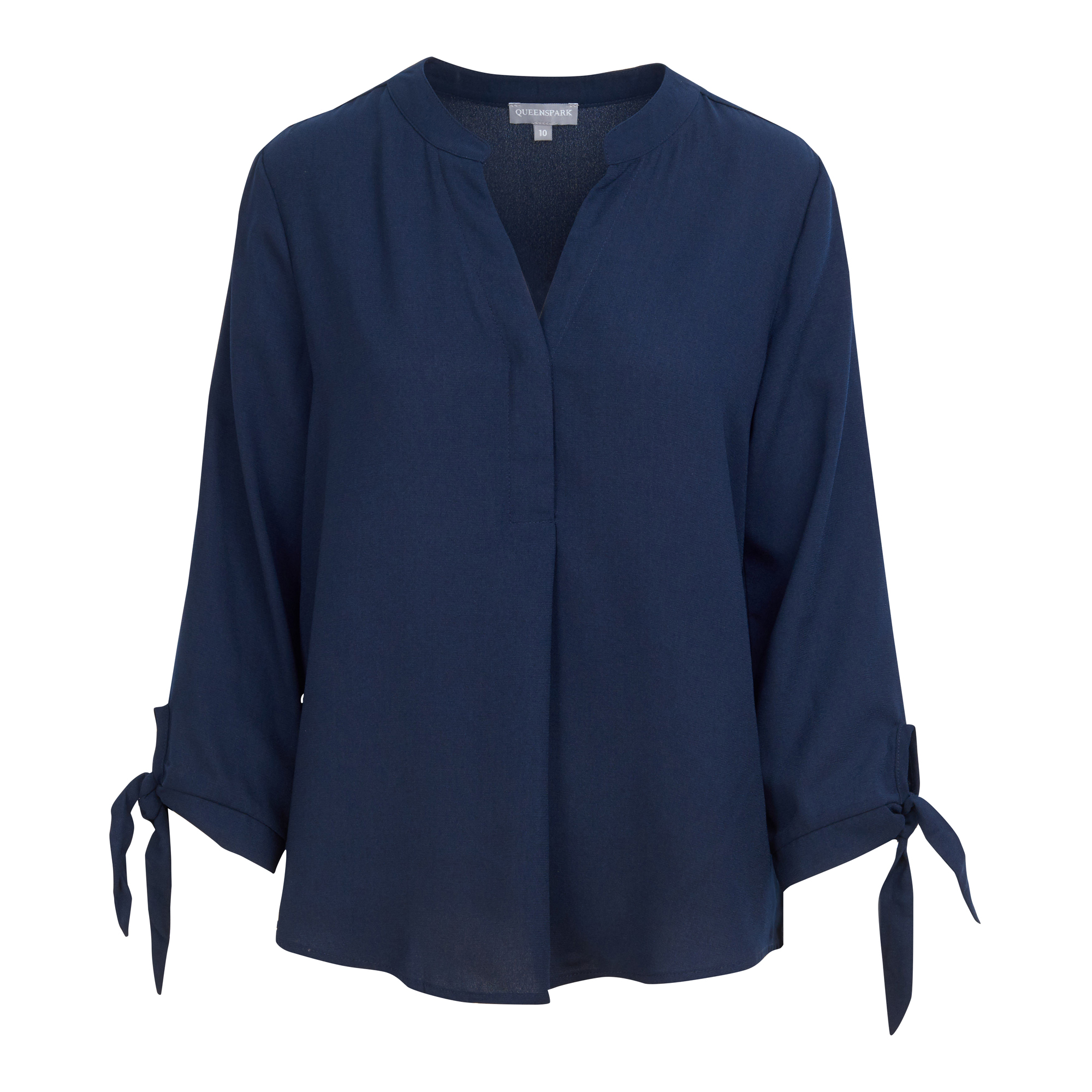 3/4 Sleeve Bow Detail Woven Blouse - Queenspark