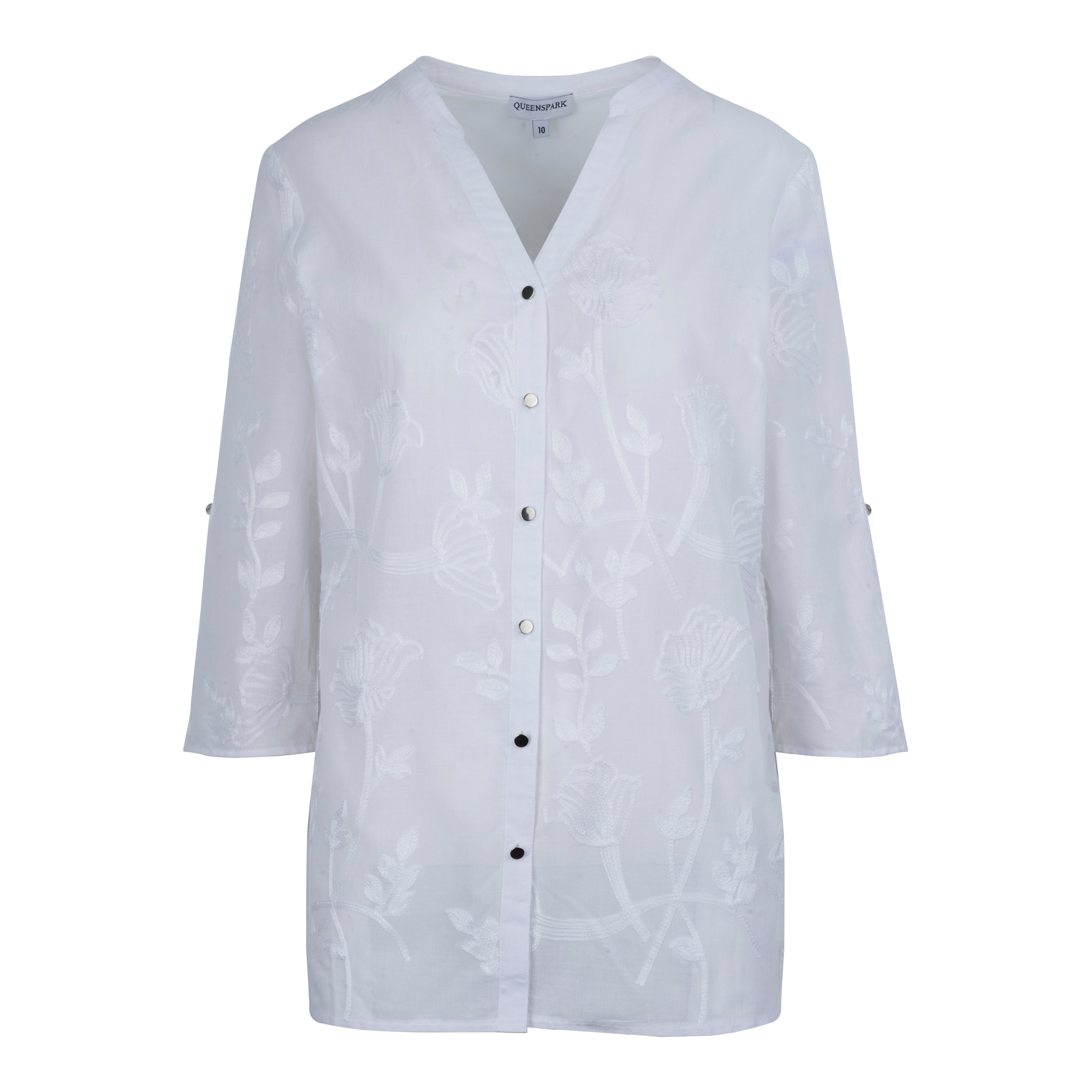 Embroidered Knit-Woven Top