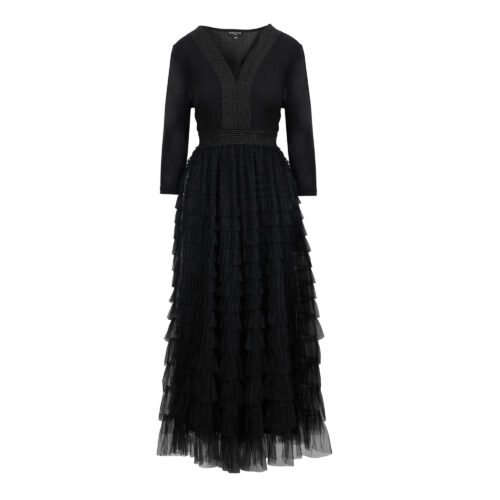 Ladies Multi Ruffle Trim Detail Knit Dress - Queenspark Ladies Multi Ruffle Trim Detail Knit Dress - Queenspark