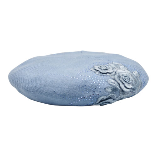 Lds Knitted Flower Motif Beret - Queenspark